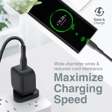 بروميت USB-C إلى USB-C كابل بيانات وشحن 1 متر أسود