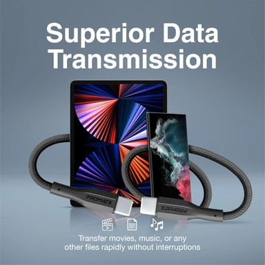 بروميت USB-C إلى USB-C كابل بيانات وشحن 1 متر أسود