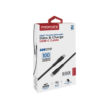 بروميت USB-C إلى USB-C كابل بيانات وشحن 1 متر أسود