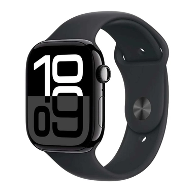 Apple Watch Series 10 GPS 42mm Jet Black Aluminium Case with Black Sport Band - M/L