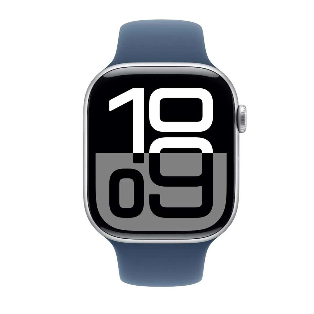 Apple Watch Series 10 GPS 46mm Silver Aluminium Case with Denim Sport Band - M/L