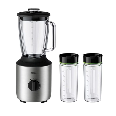 Braun PowerBlend 3 Jug blender with 2 bottles, 800 Watt, 1.5L, JB3272SI