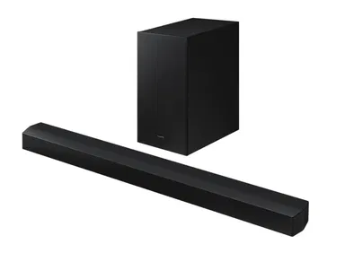 Samsung 2.1ch Soundbar w/Dolby Audio, Subwoofer Included, Bass Boosted, Wireless Bluetooth TV Connection, Adaptive Sound Lite, Game Mode, HW-B450/SA