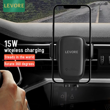 Levore15W Qi Wireless Charger Car Phone Holder Black LS21-BK