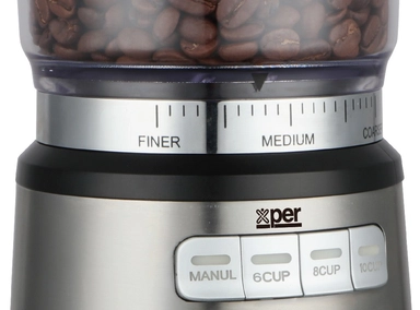Xper 20 Grinding Sizes Stainless Steel Coffee Grinder, 120W, 210g, XPEG-555