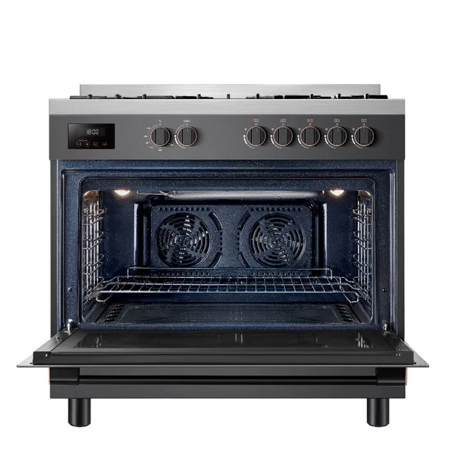Toshiba gas oven, 5 burners, gray, 90*60, full safety, RQ1-90MG5GE(GR)-SA