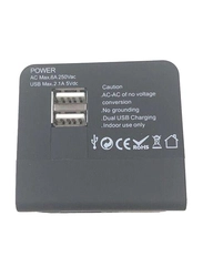 Baykron Universal Travel Adapter 2A with Dual USB Port Black