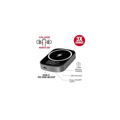 Baykron Compact MAG Power 10000mAh Magnetic typ-C Grey Black