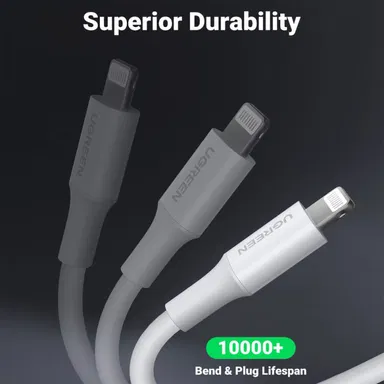 يوجرين , كابل USB-A إلى لايتنينج  ,نيكل 1 متر ,أبيض