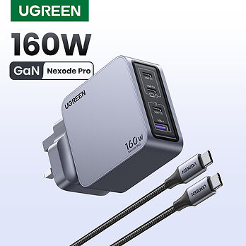 Ugreen Nexode Pro 160W 4 Port GaN Fast Charger UK Gray