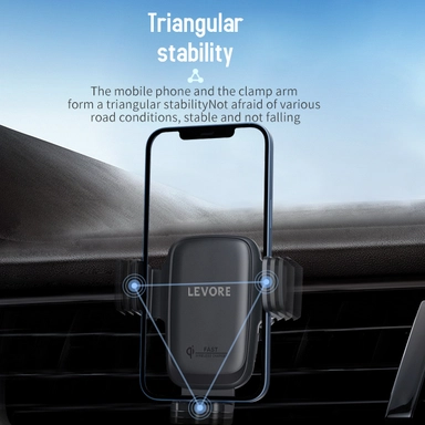 Levore15W Qi Wireless Charger Car Phone Holder Black LS21-BK