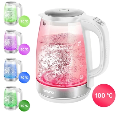 غلاية سينكور زجاج 2 لتر 2200 واط ابيض SWK 2190WH