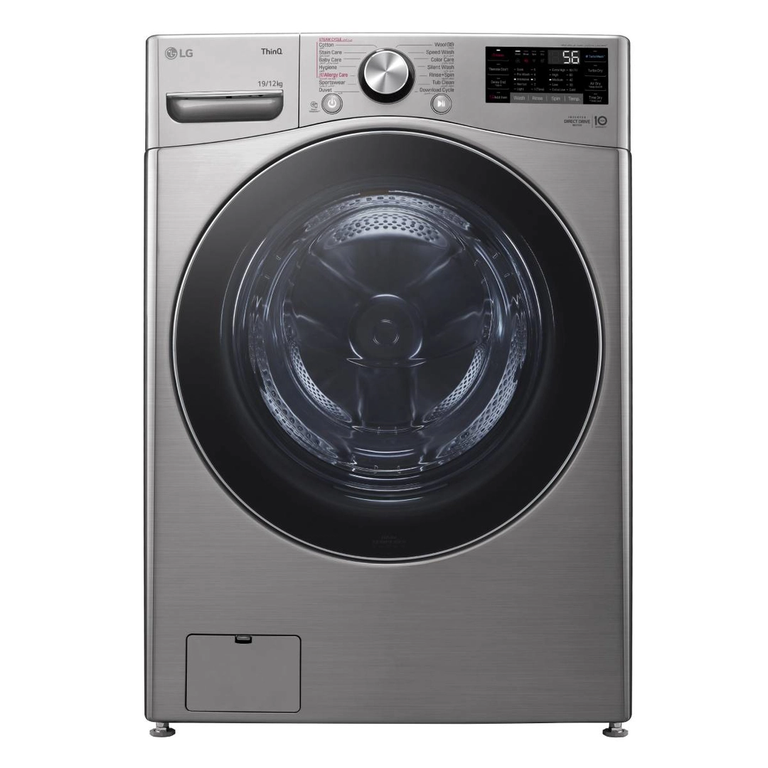 LG front automatic washing machine, 19 kg, silver, drying 12 kg, WS1912XMT