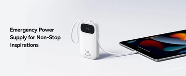 بنك الطاقة بيسوس بسعة 20000 ملي أمبير وقدرة 22.5 واط – اللون الأبيض