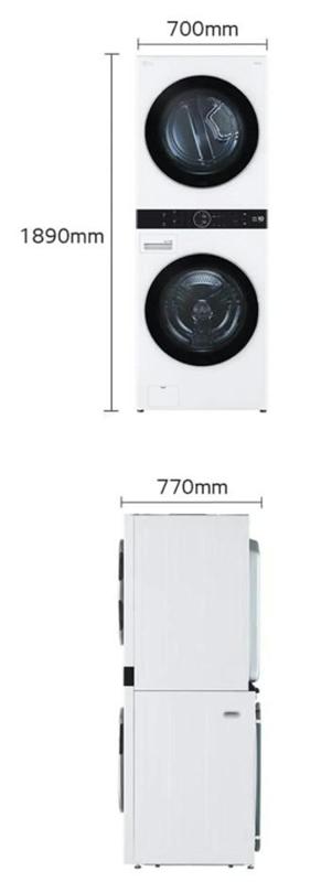 غسالة 21 ك ونشاف 16 ك LG WashTower امامية ابيض WK2116WHT