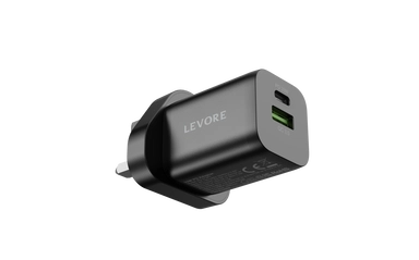 Levore Wall Charger 33W 1XUSBC PD +1XUSBA QC3 Port LGW121-BK
