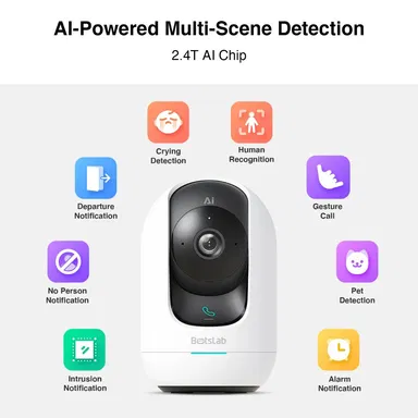 Botslab Indoor Cam2 Pro Extend Smart AI WiFi Night Vision White