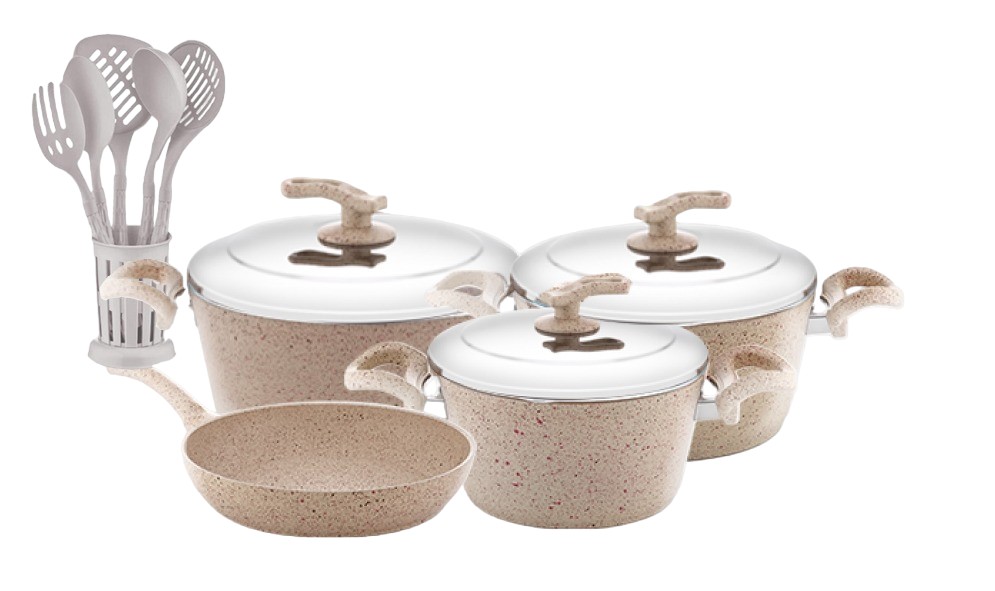 Mister Cook Granite Cookware Set 13 Pieces, Beige, 4002-02-03-109