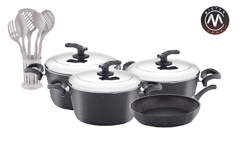 Mister Cook Granite Cookware Set 13 Pieces, Gray, 02-01-4002-109
