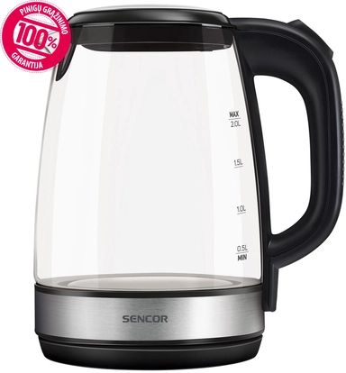 غلاية سينكور زجاج 2لتر 2200 واط أسود * فضى SWK 2080BK