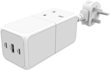 Powerology 65W Power Strip With Dual Power Sockets  White