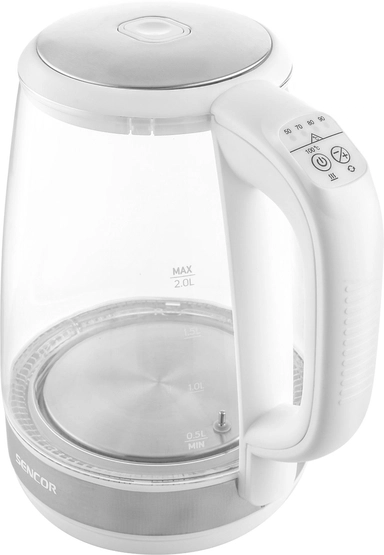 غلاية سينكور زجاج 2 لتر 2200 واط ابيض SWK 2190WH