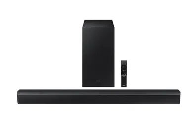 Samsung 2.1ch Soundbar w/Dolby Audio, Subwoofer Included, Bass Boosted, Wireless Bluetooth TV Connection, Adaptive Sound Lite, Game Mode, HW-B450/SA