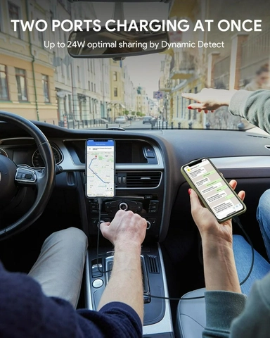 اوكي، شاحن سيارة نانو بي دي، 30 وات، منفذين يو اس بي سي مزدوج ايه 4، فضي