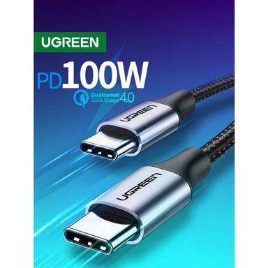 يوجرين , سلك شاحن يو اس بي 2.0 نوع سي , بطول 1 متر , أسود رمادي