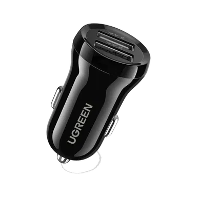 يوجرين , شاحن سيارة بمنفذ USB مزدوج ,أسود