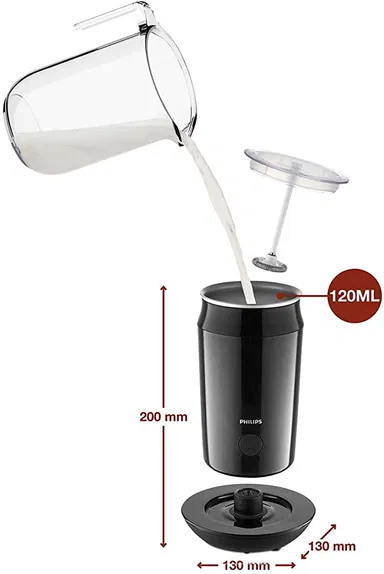 Philips Milk Frother for Hot and Cold Coffee, CA6500/63