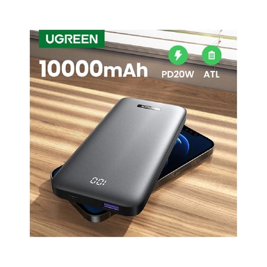 UGREEN 10000mAh USB-A+USB-C Ultra Slim Power Bank Grey