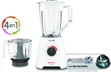 Moulinex Plastic Blender with Chopper, 600W, 1.75L, White, LM42X127