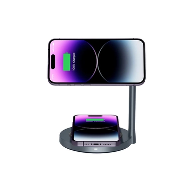Momax Dual Magnetic Wireless Charging Stand 15W Space Grey