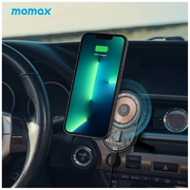 Momax Magnetic Wireless Charging Car Mount 15W Space Grey