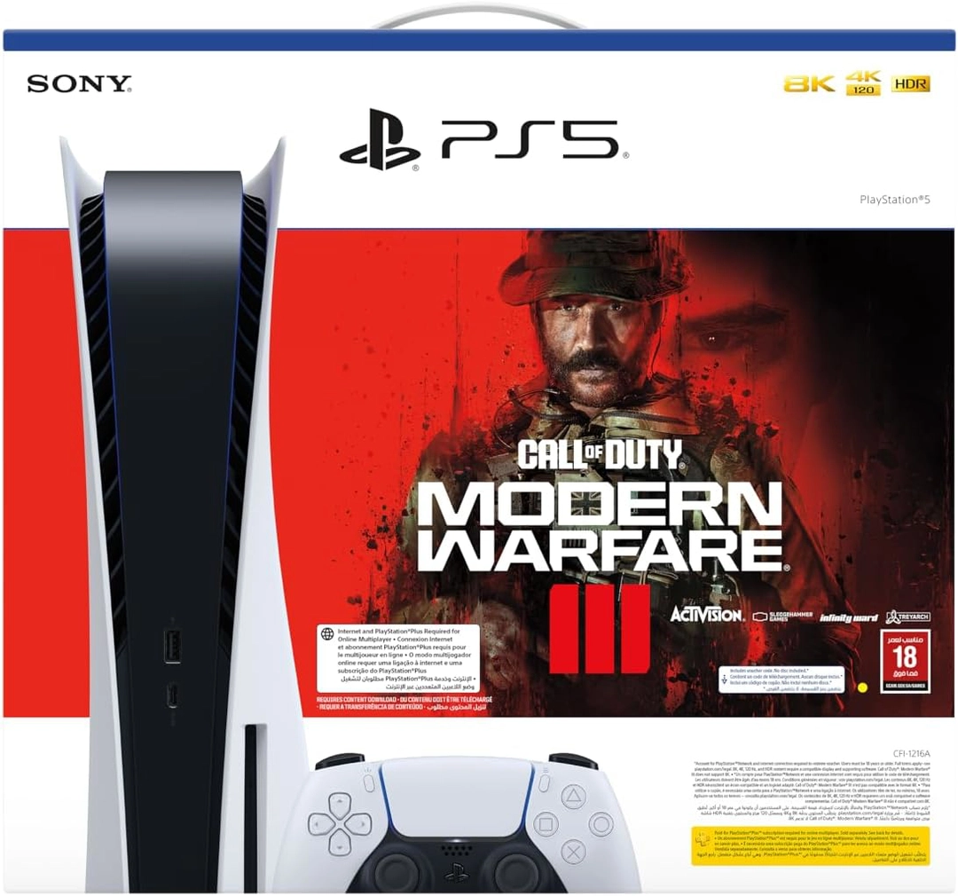سوني , بلاي ستيشن 5 مع حزمة COD Modern Warfare III ,الأبيض