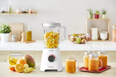 Moulinex Plastic Blender with Chopper, 600W, 1.75L, White, LM42X127