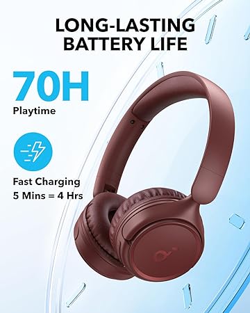 Anker Soundcore H30i On-Ear Bluetooth Headphones Red