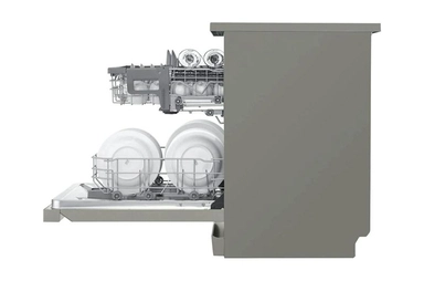 LG QuadWash™ Dishwasher, 14 Place Setting, EasyRack™ Plus, TrueSteam™, ThinQ, Silver - DFB512FP