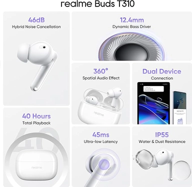 realme Buds T310 Truly Wireless in-Ear Earbuds White