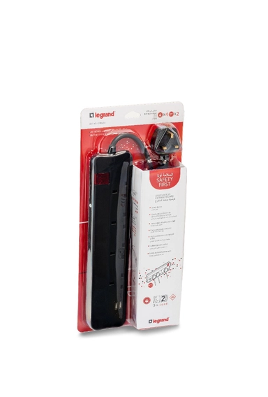 Legrand Power Extension 4 Sockets 2Usb Ports 3M Long Black