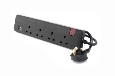 Legrand Power Extension 4 Sockets 2Usb Ports 3M Long Black