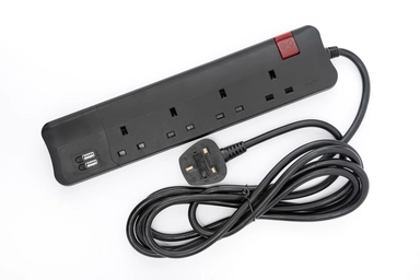 Legrand Power Extension 4 Sockets 2Usb Ports 3M Long Black