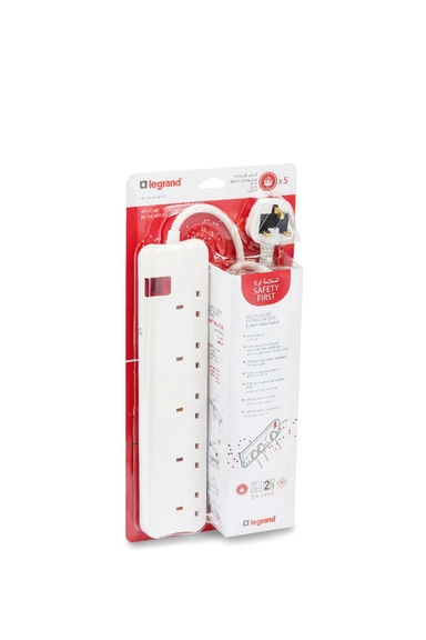 Legrand Power Extension Cord 5 Sockets 5M Long Cord White