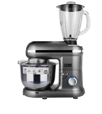 Xper Mixer 1100 Watt 4.5 L. with 1.5 L. Glass Blender, Silver XPSM-902MG 