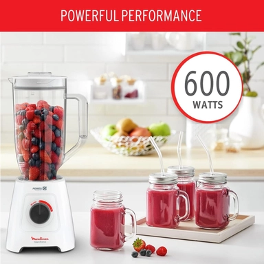 Moulinex Blendforce XL Jar Blender 600 Watts, 2.8 L., Grinder and Chopper, White, LM458127