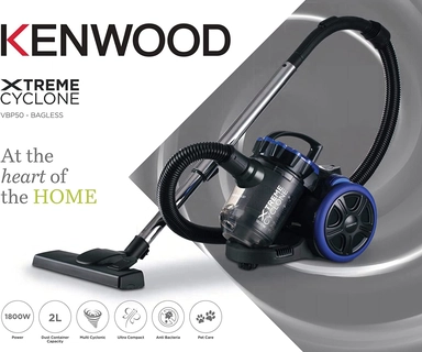 Kenwood Xtreme Cyclone Bagless Vacuum Cleaner, 2 Liter, 1800W, Black, OWVBP50.000BB