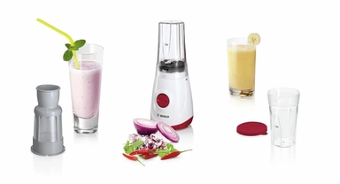 خلاط بوش+ اربع مرفقات 350 واط أبيض *أحمر MMBM1P6RGB