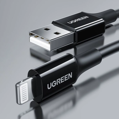 يوجرين , كابل USB-A إلى لايتنينج  ,نيكل 2 متر ,أسود