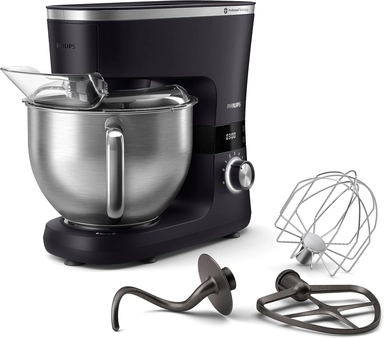 Philips Stand Mixer 5.5 Liter 1000 Watt Black/Silver, HR7962/01